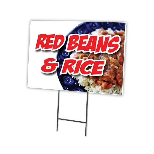 Red Beans And Rice Yard Sign & Stake outdoor plastic coroplast window, C-1824 Red Beans And Rice